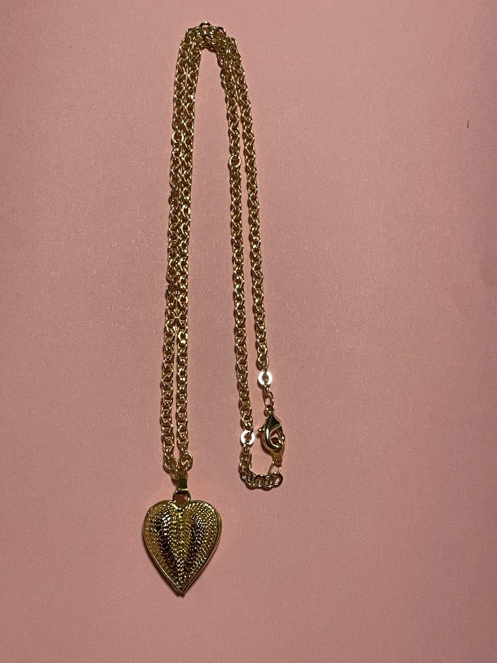 Vintage Filigree Heart Pendant on Modern Chain Necklace #7624
